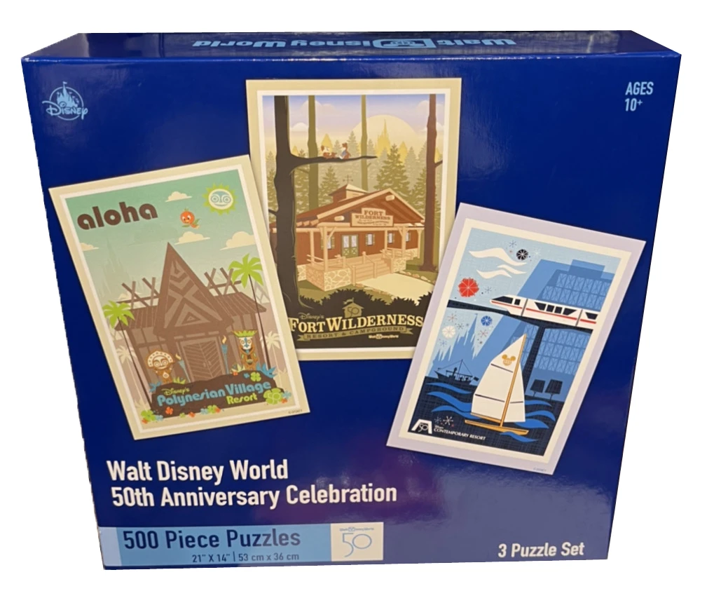 Disney Puzzle Set - 50th Anniversary - Resorts - Set Of 3 1 Disney Puzzle Set - 50th Anniversary - Resorts - Set Of 3